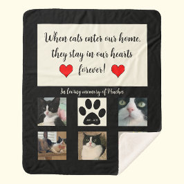 Cat Memorial 5 Photo with Poem Fleece Blanket シェルパブランケット