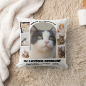 Cat Memorial 7 Photo Collage Pet Tribute Template クッション (ブランケット)
