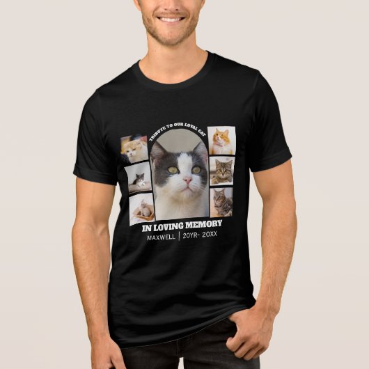Cat Memorial 7 Photo Collage Pet Tribute Template トライブレンドＴシャツ (正面)