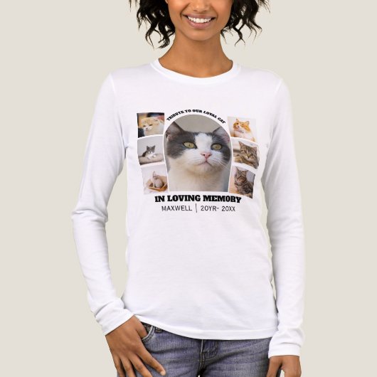 Cat Memorial 7 Photo Collage Pet Tribute Template トライブレンドTシャツ (正面)