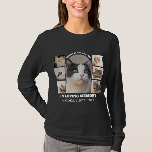 Cat Memorial 7 Photo Collage Pet Tribute Template Tシャツ (正面)