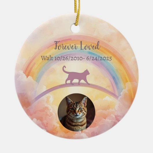 Cat Memorial Ceramic Ornament Rainbow Bridge セラミックオーナメント (正面)