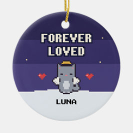 Cat Memorial Ornament Forever Loved Pixel Art セラミックオーナメント