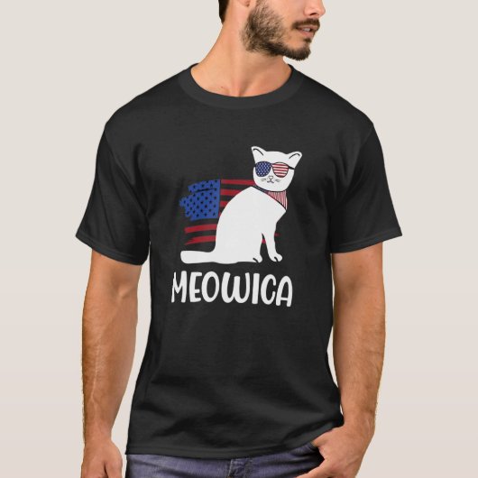 Cat Meowica 4th of July Boys Girls Men  cat Tシャツ (正面)