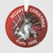 Cat MEOWY CHRISTMAS 2 Photo Name Year Red オーナメント (正面)
