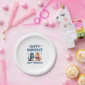 Cat Merry Christmas Happy Hanukkah Jewish Christia ペーパープレート (パーティー)