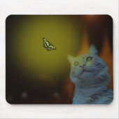 Cat Mesmerised By Butterfly, Mousepad マウスパッド (正面)