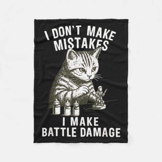 Cat Miniature Painter Battle Damage Funny Miniatur フリースブランケット (正面)