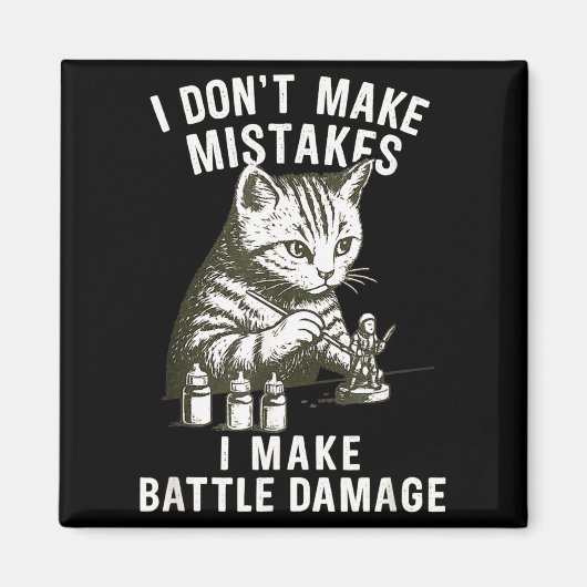 Cat Miniature Painter Battle Damage Funny Miniatur マグネット (正面)