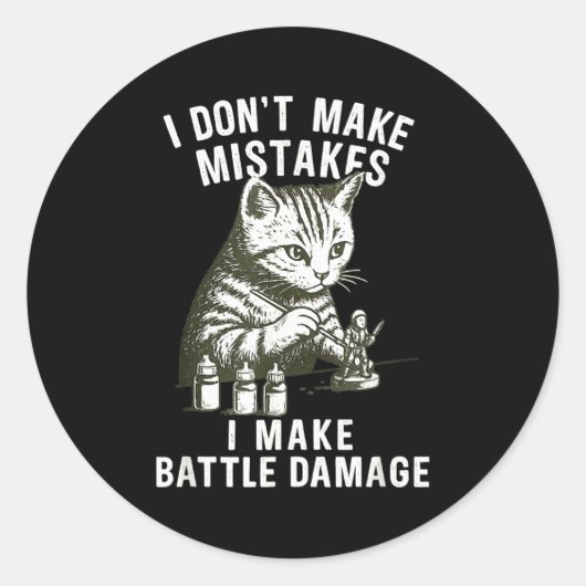 Cat Miniature Painter Battle Damage Funny Miniatur ラウンドシール (正面)