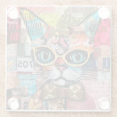 Cat Mixed Mixed Paper Collage  ガラスコースター (裏面)