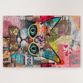 Cat Mixed Mixed Paper Collage Jigsaw Puzzle ジグソーパズル (横)