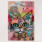Cat Mixed Mixed Paper Collage Jigsaw Puzzle ジグソーパズル (縦)