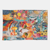 Cat Mixed Mixed Paper Collage Kitchen Towel キッチンタオル (横)