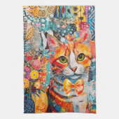 Cat Mixed Mixed Paper Collage Kitchen Towel キッチンタオル (縦)