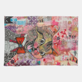 Cat Mixed Mixed Paper Collage Kitchen Towel キッチンタオル (横)