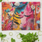 Cat Mixed Mixed Paper Collage Kitchen Towel キッチンタオル (折り畳み)