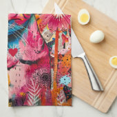 Cat Mixed Mixed Paper Collage Kitchen Towel キッチンタオル (四つ折り)