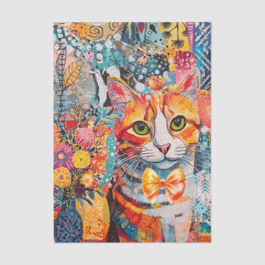Cat Mixed Mixed Paper Collage Tissue Paper 薄葉紙 (正面)