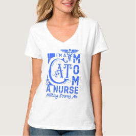 Cat Momナース-おもしろいナースや猫好き向けギフト Tシャツ
