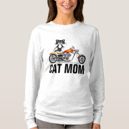 CAT MOMレディースオートバイバイクもしくは自転車に乗る人Tシャツ Tシャツ