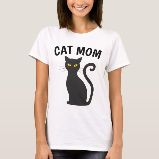 CAT MOMレディースTシャツ、黒猫 Tシャツ (正面)