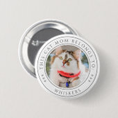 Cat Mom引用文パーソナライズされた、写真Name White 缶バッジ (正面&裏面)