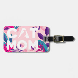 CAT MOM，あなたの写真，ピンクの花と葉荷物 ラゲッジタグ
