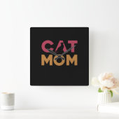 Cat Mom スクエア壁時計 (ホーム)