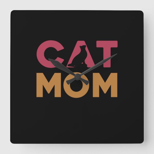 Cat Mom スクエア壁時計 (正面)