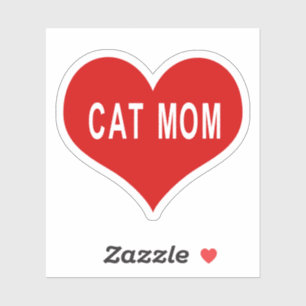 CAT MOM 赤いハートのビニールステッカー シール