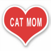 CAT MOM 赤いハートのビニールステッカー シール (正面)