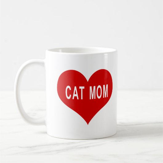CAT MOM 赤い愛のハート コーヒーマグカップ (左)