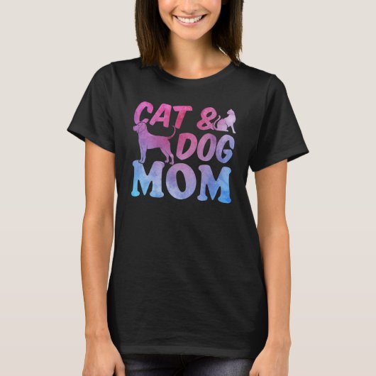 Cat Mom and Dog Mama Cute Cat  Cat & Dog Mom Tシャツ (正面)