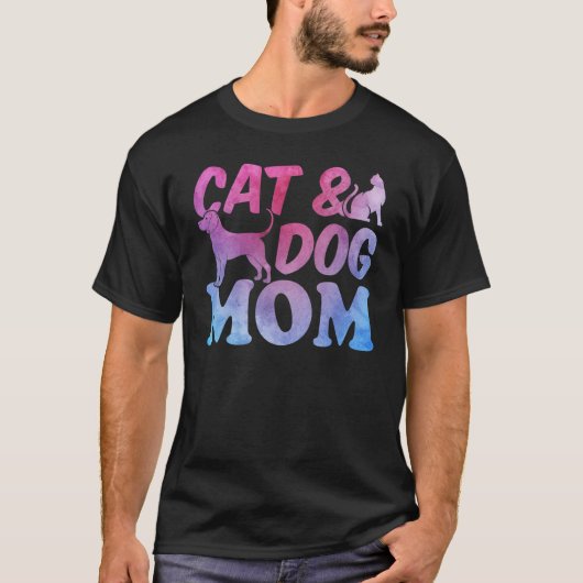 Cat Mom and Dog Mama Cute Cat  Cat & Dog Mom Tシャツ (正面)