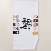 Cat Mom beach towel – Cute Cat Paws towel ビーチタオル (正面)