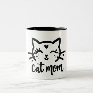 Cat Mom black ツートーンマグカップ