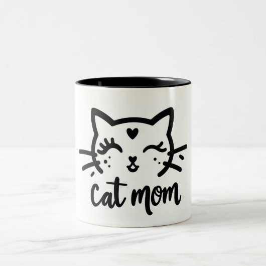 Cat Mom black ツートーンマグカップ (中央)
