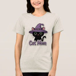 Cat Mom Black Cat Witch Hat Cute Women T-Shirt Cat トライブレンドＴシャツ