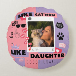 Cat Mom Cat Dad Round Pillow Gift For Cat Lovers ラウンドクッション