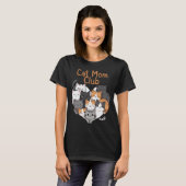 Cat Mom Club - Cute Multi-Cat Heart Illustration Tシャツ (正面フル)