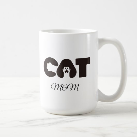 Cat Mom coffee mug – Cute pow with letter cat コーヒーマグカップ (右)