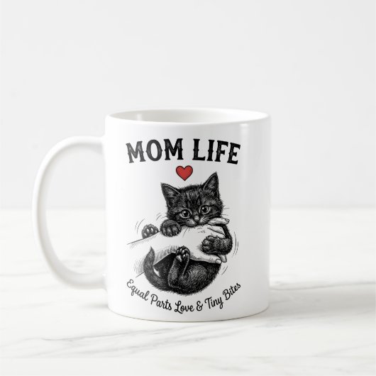 Cat Mom Coffee Mug | Mom Life Cute Kitten Funny コーヒーマグカップ (左)