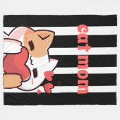 Cat mom custom Fleece Blanket フリースブランケット (正面(横))