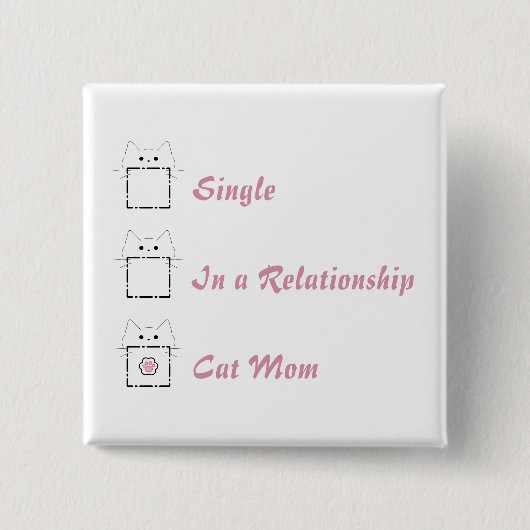 Cat Mom Cute Cat White & Pink Button 缶バッジ (正面)