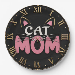 Cat Mom Cute Pink Cat Face ペーパープレート