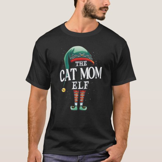 Cat Mom Elf Christmas Group Xmas Pajama Party Tシャツ (正面)