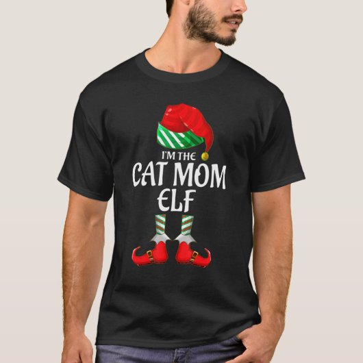 Cat Mom Elf Group Matching Family Christmas Tシャツ (正面)
