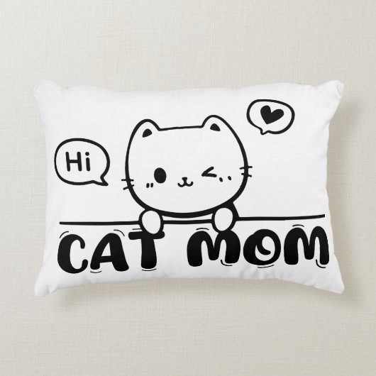 cat mom funny cute black gift lover Accent Pillow アクセントクッション (正面)