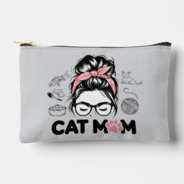 "Cat Mom" Funny Cute Cat Lover Women アクセサリーポーチ